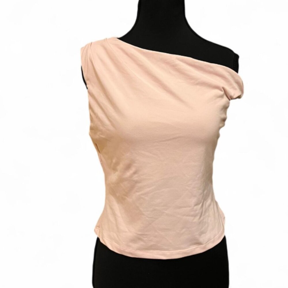 Princess Polly Baby Pink Asymmetrical Shoulder Crop Top Size 6